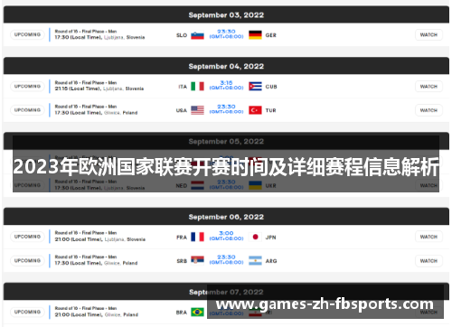 2023年欧洲国家联赛开赛时间及详细赛程信息解析